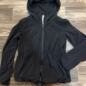 Lululemon Black Hooded Zip-Up Bubble Hem Jacket size 4